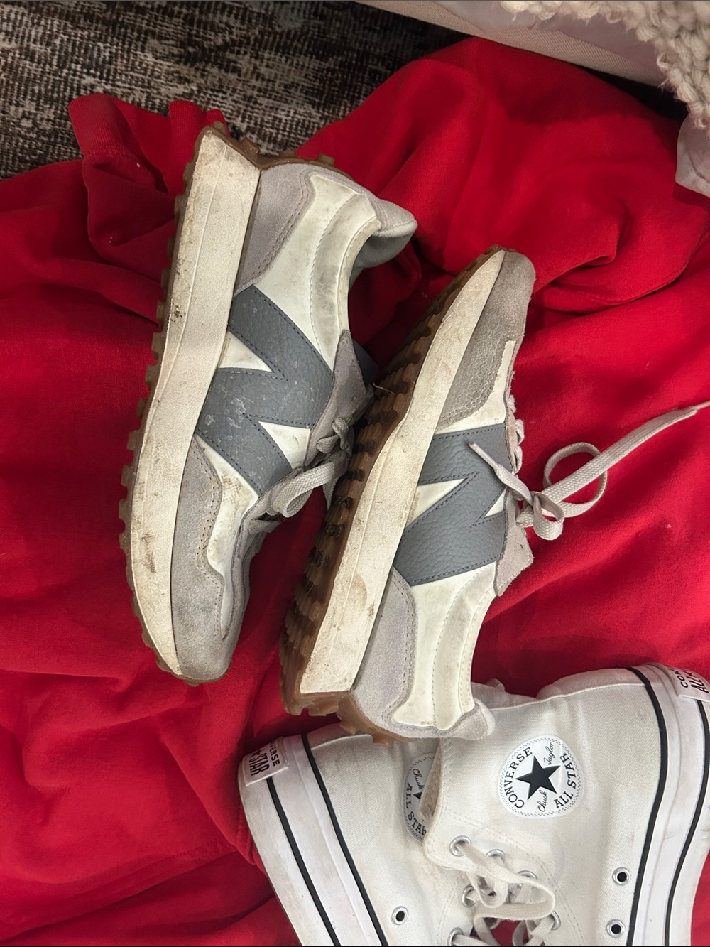 New Balance Kids White and Gray Retro Trail Sneakers